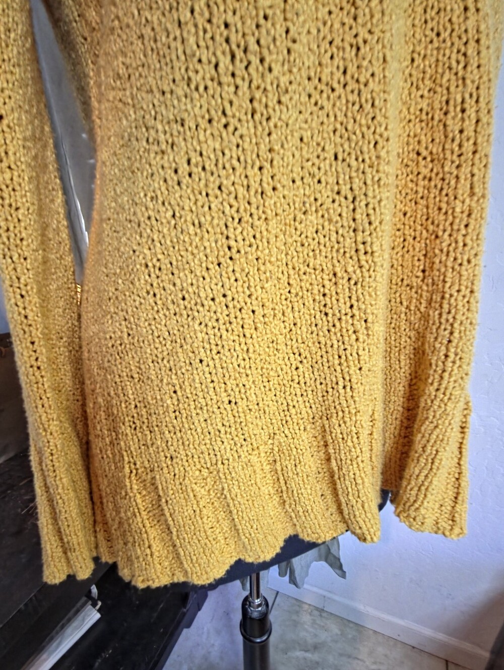 Blu Pepper Off-the-Shoulder Sunflower Yellow Knit Sweater #0364 - Picture 3 of 9